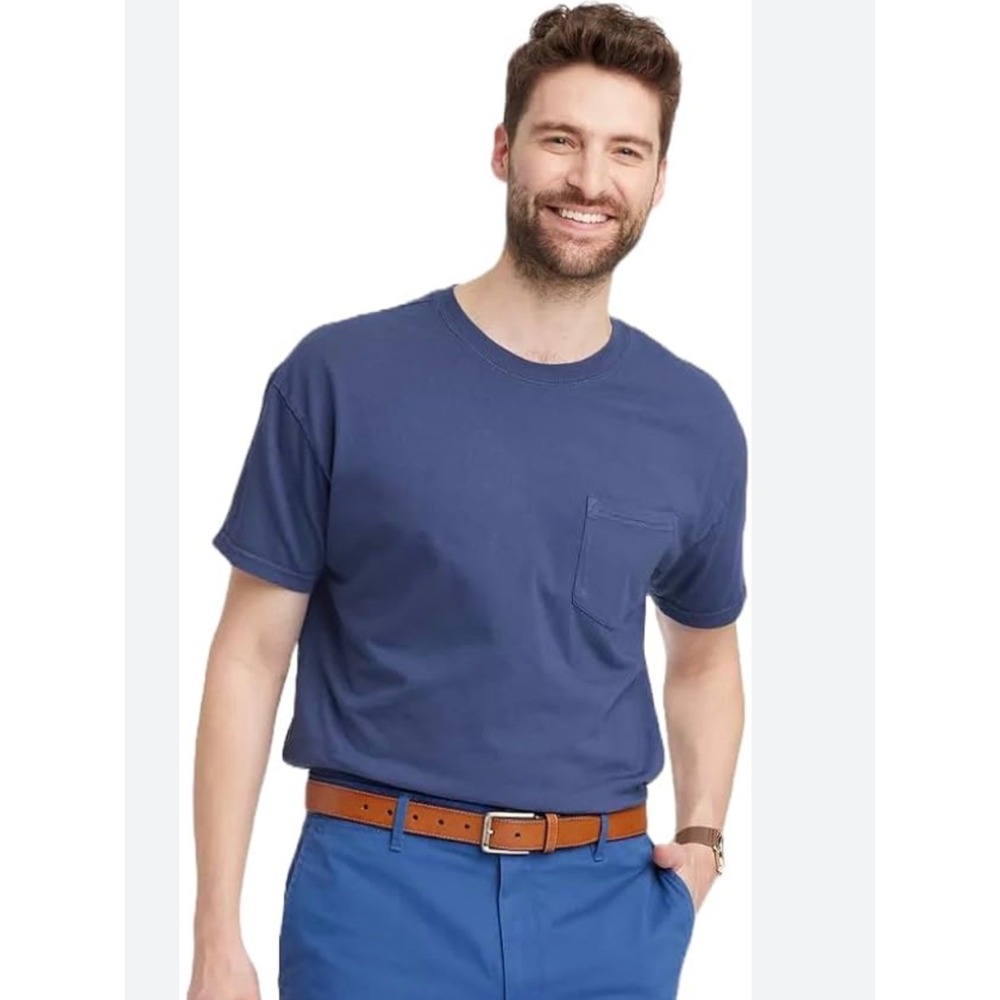 Goodfellow & Co Mens Relaxed Fit Short Sleeve Pocket T-Shirt Navy Blue Size